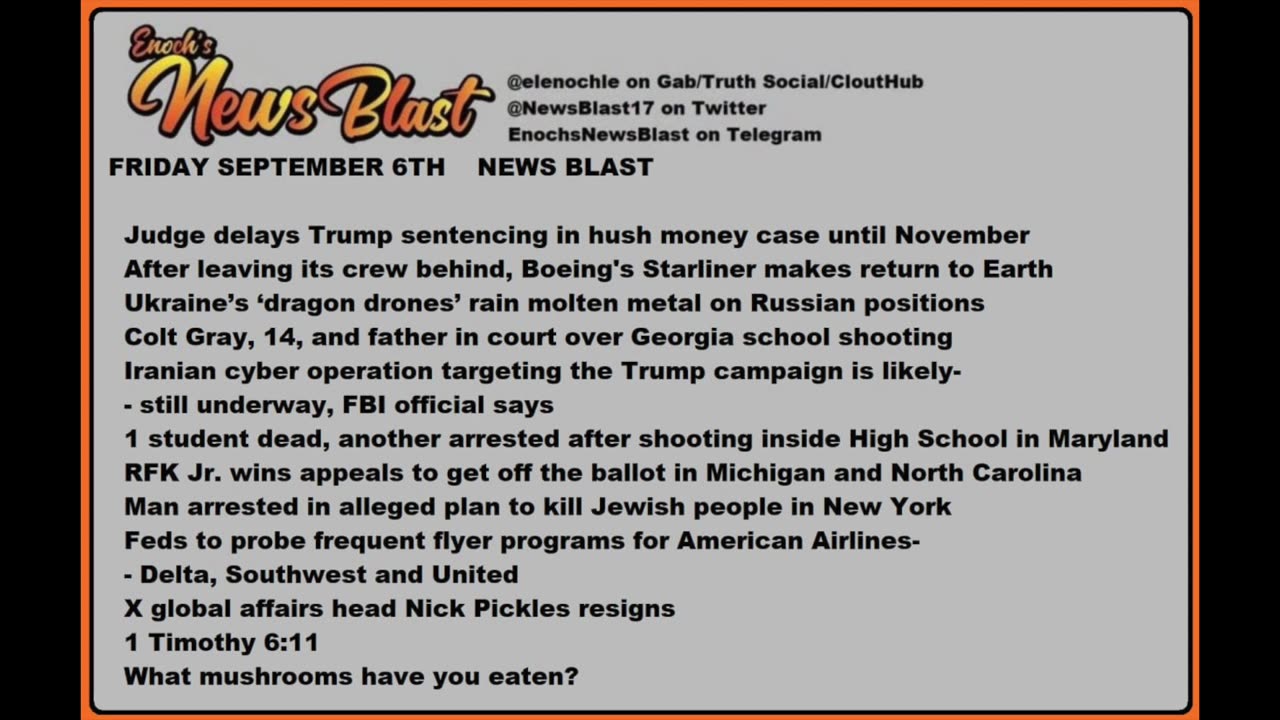 Friday, September 6, 2024 News Blast