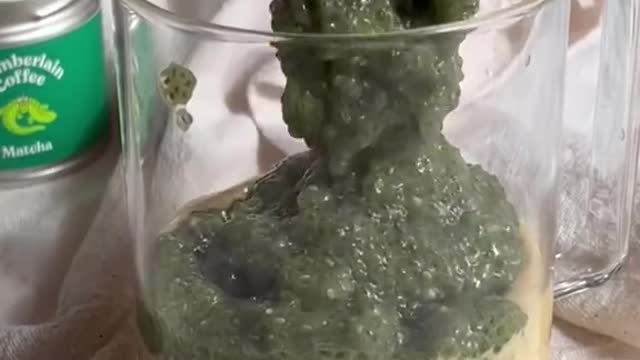 Make a drink with coffee and matcha with some fruit