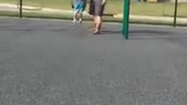 Collab copyright protection - dad pushes daughter swing faceplant