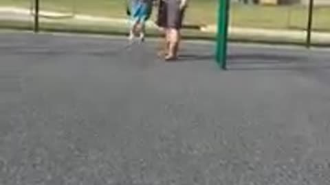 Collab copyright protection - dad pushes daughter swing faceplant