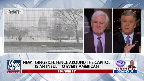 Sean Hannity, Newt Gingrich, Sara Carter on Wall in D.C.