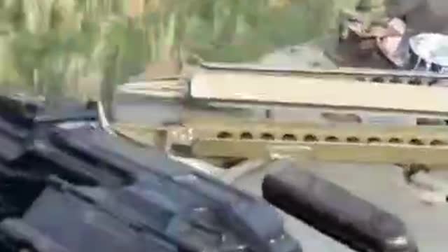 Work of Russian artillery on the retreating column of Ukrainian armored vehicles.