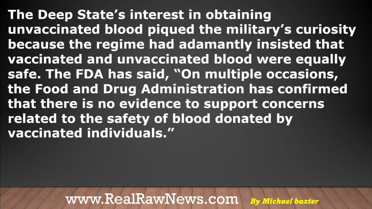 Deep State Hoarding Unvaccinated Blood Supplies