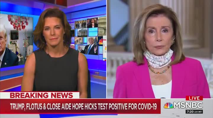 Nancy Pelosi politicizes Trump's positive COVID test