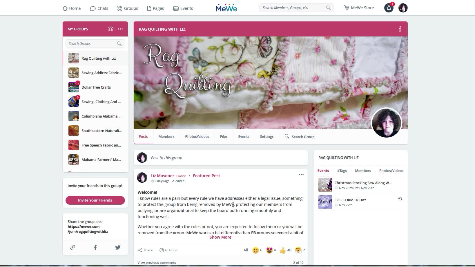 Using MeWe Groups - Rag Quilting With Liz