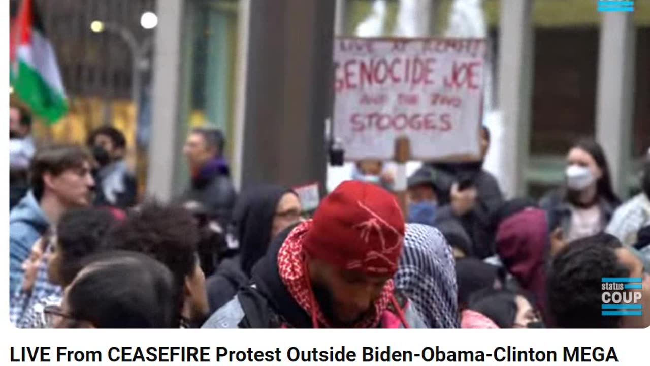 Biden fan club supporters meeting him at the big Biden fundraiser. CEASEFIRE Protest Outside Biden-Obama-Clinton MEGA Fundraiser in NYC