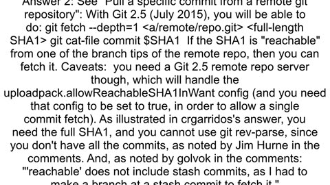 Git fetch a specific commit by hash