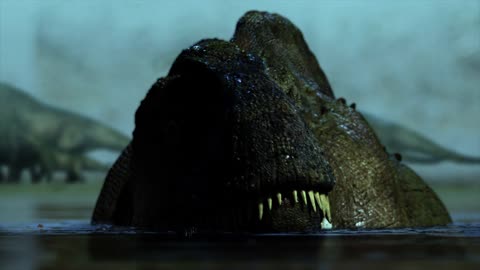 Close-up View of Dinosaur in Water