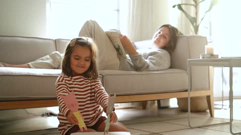 laughing family boy children man woman