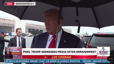 PRESIDENT TRUMP ADDRESSES MEDIA AFTER ARRAIGNMENT.