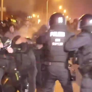 Police deployed pepper spray against a group of protesters who charged at them