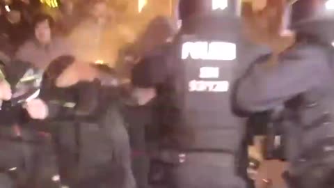 Police deployed pepper spray against a group of protesters who charged at them