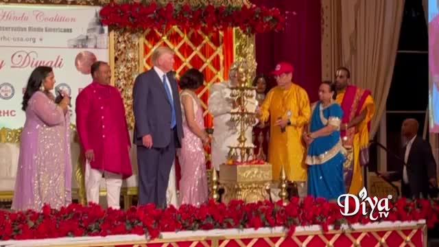 Trump lighting the Diya at Mar-a-Lago Diwali Celebration