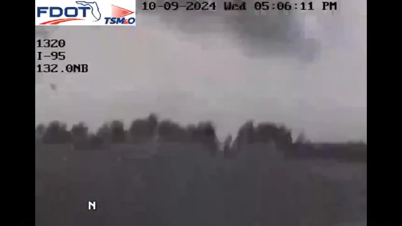 Traffic cam on I-95 near Fort Pierce, Florida hit by strong tornado