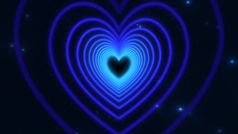 415. 💙Blue Heart Background Neon Heart Tunnel Background Video Loop