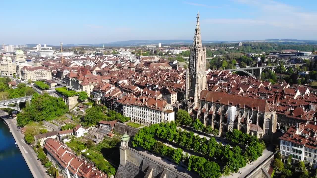 The Bern Minster Church Tower In The Old City Of Bern Switzerland