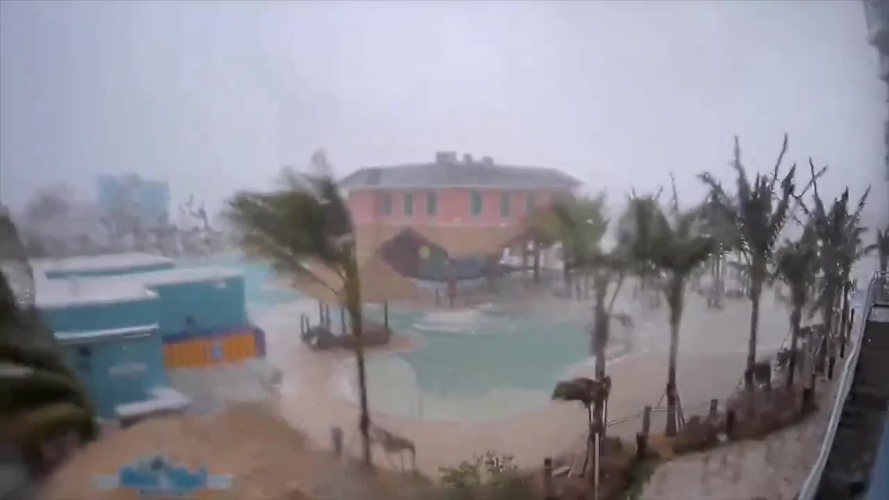 Devastating winds in Fort Myers Beach, Florida, as Hurricane Milton approaches.