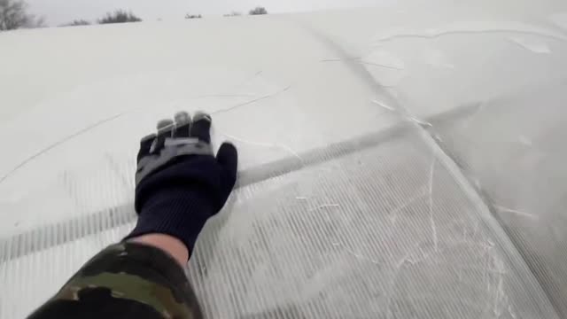 Greenhouse coverd in Ice