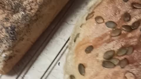 Crunchy and hot breads with poppy and pumpkin seed