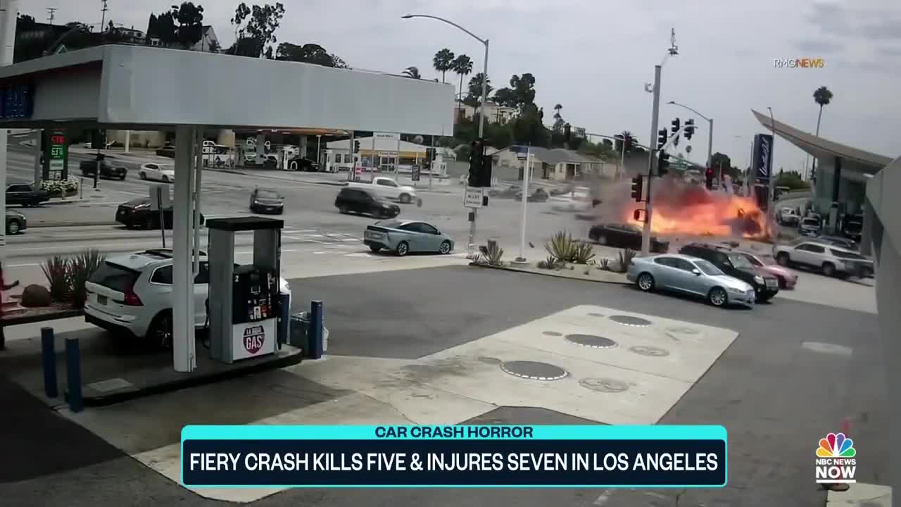 Dramatic Video: Fiery Los Angeles Car Crash Kills Five, Injures Seven