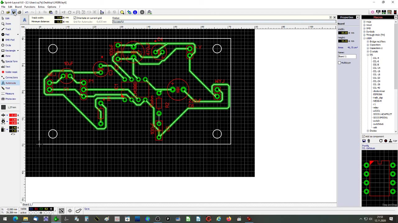 Sprint layout 6.0 - single-sided pcb