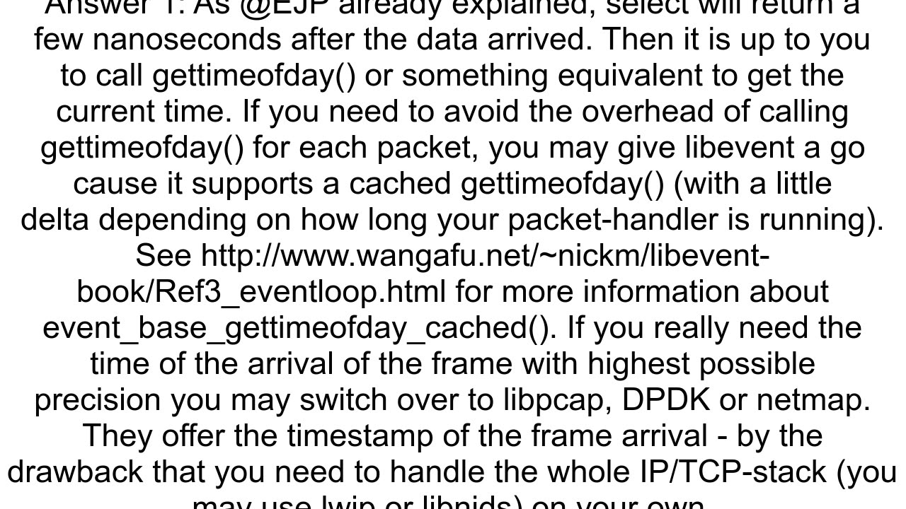 How to get timestamp at which a file descriptor monitored by select becomes ready