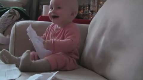 EXTREMELY CUTE BABY LAUGHING WHEN WE TEAR UP PAPER