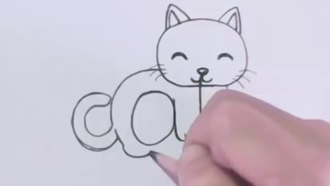 Very Easy. How to turn Words Cat Into a Cartoon Cat.learning step by step for kid