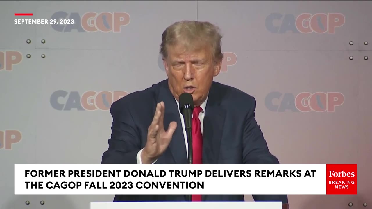 Trump Does Impression Of Biden Having Trouble Walking Off Stage During California Speech