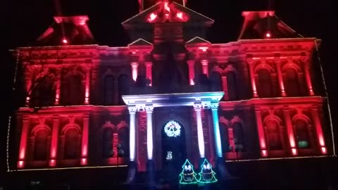 Cambridge Ohio Courthouse Christmas Light Display TOTO Africa Christmas Dec 2020