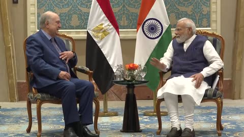 Prime Minister Narendra Modi meets Egyptian author and political thinker Tarek Heggy in Cairo, Egypt