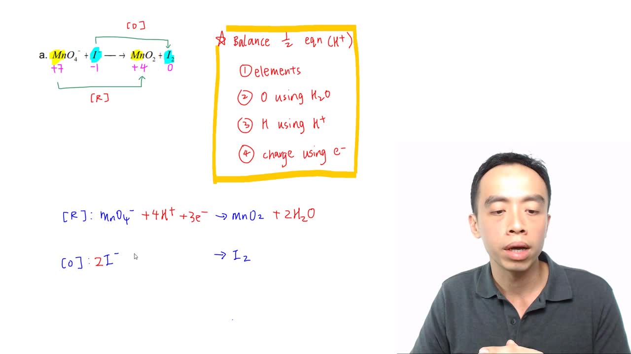 Balance Redox Reaction via Half Eqn Method