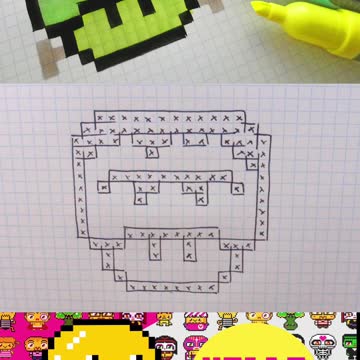 how to Draw Mushroom Frankenstein - Hello Pixel Art by Garbi KW #shorts