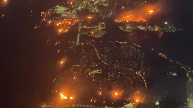 Marshall Fire in Colorado from the air as homes burn