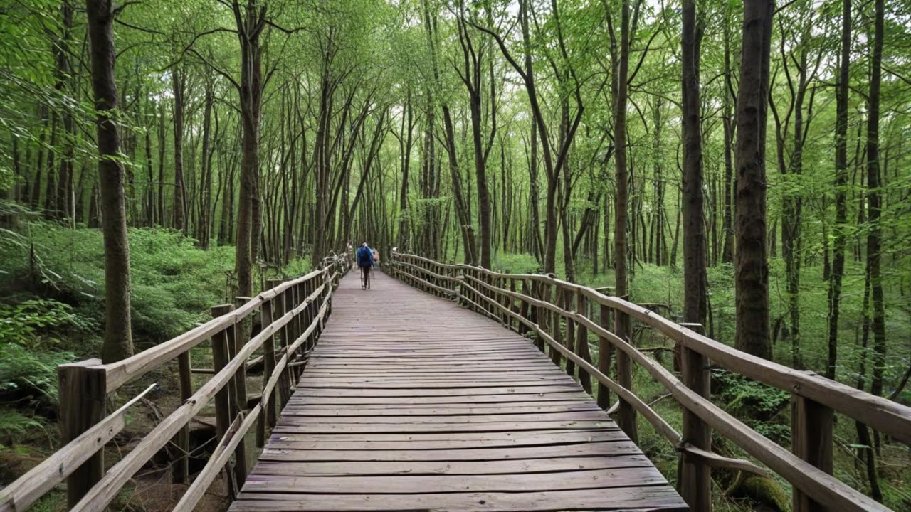 Walking on a Wooden Bridge. Relaxing sounds. Drift into your own happiness.