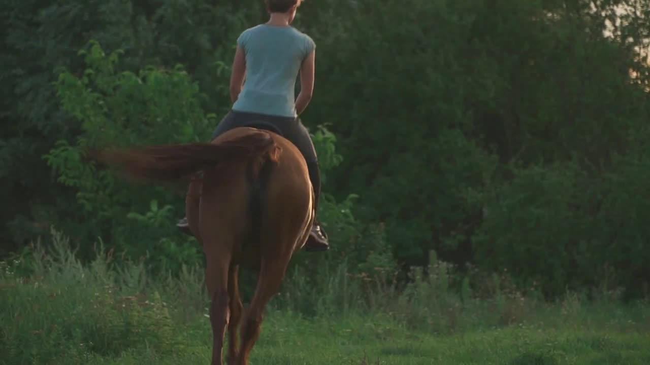 Girl is riding a horse