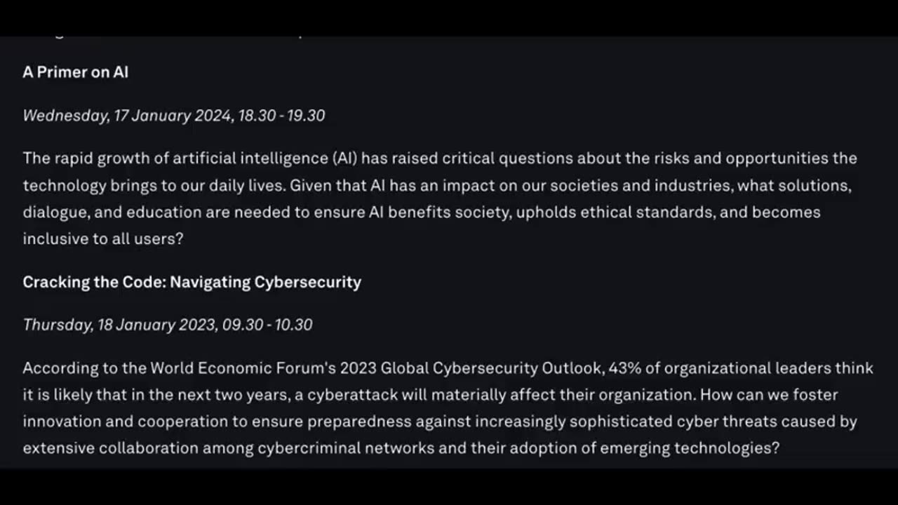 WEF Release 2024 Itinerary For Davos W/c Includes Plan To Manifest A Mass Extinction Into Reality!