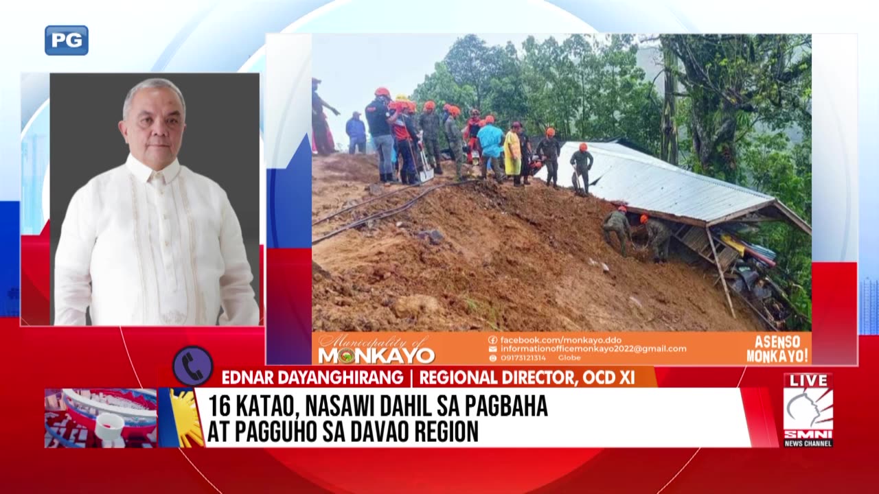 16 ang patay dahil sa pagbaha at pagguho sa Davao Region