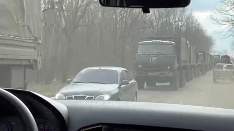 Russian military vehicles in the Kharkov region