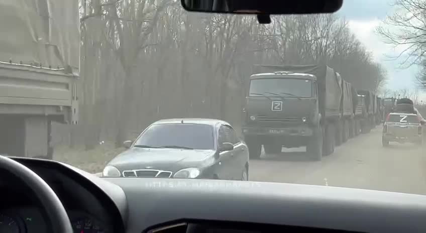 Russian military vehicles in the Kharkov region