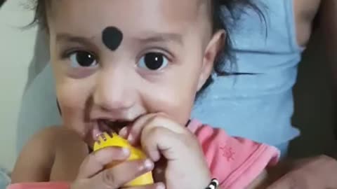 Baby enjoys head massage