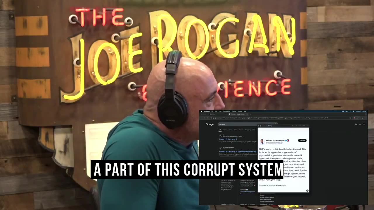 Joe Rogan- "RFK jr. Tweeted something: FDA's war on public health is about to end.