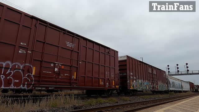 Manifest Train 394 CN 3828, CN 3165, CN 8871 & CN 5719 Engines Eastbound In Ontario