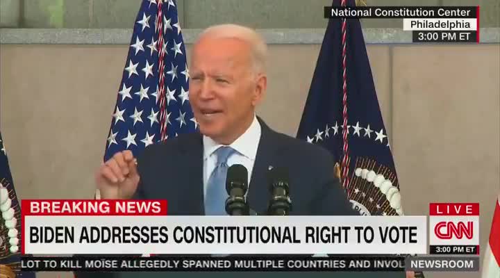 WATCH: Joe Biden's Brain BREAKS Calls Voter Integrity Laws "Jim Crow"