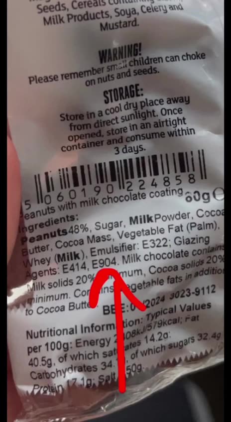 E120 and E904 are additives found in many foods that are derived from insects.