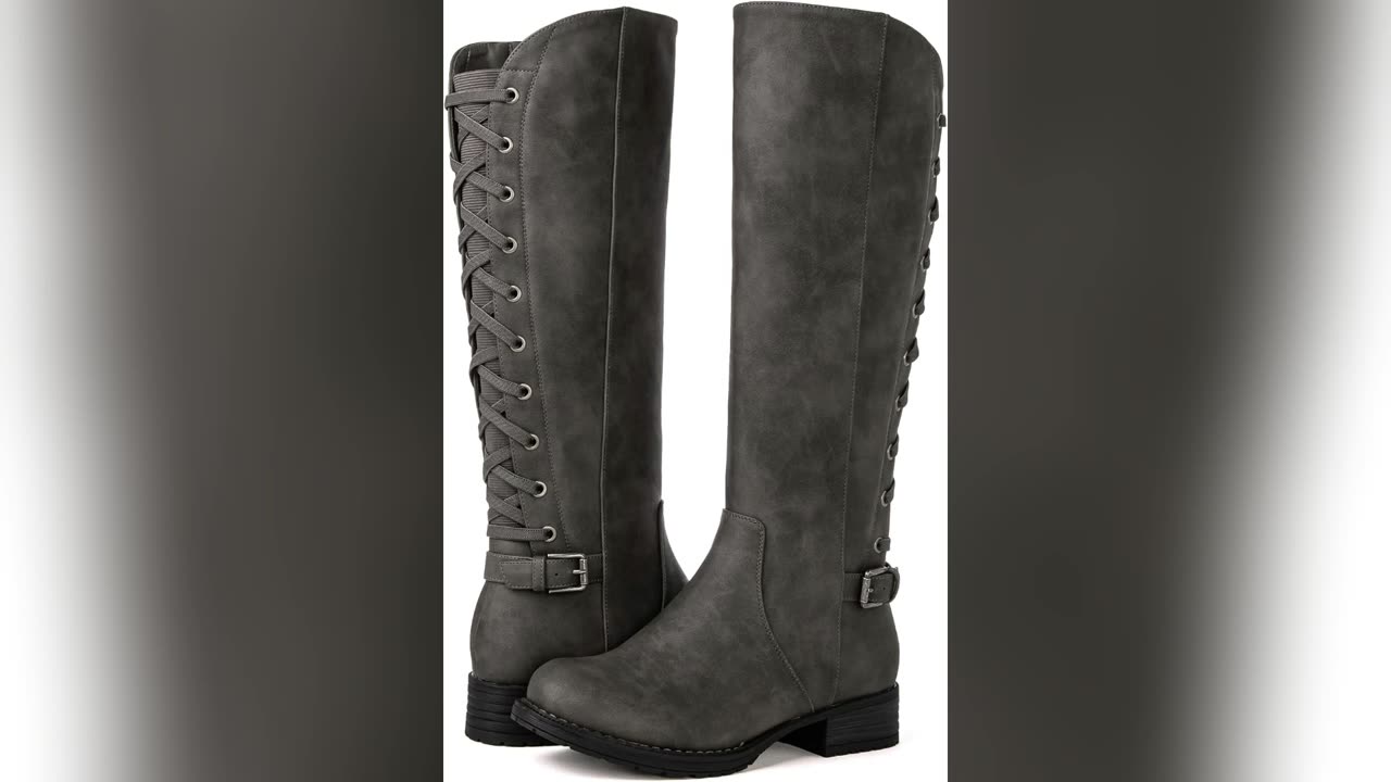 GLOBALWIN Women's Quilted Knee High Fashion Boots Strappy Boots For Women