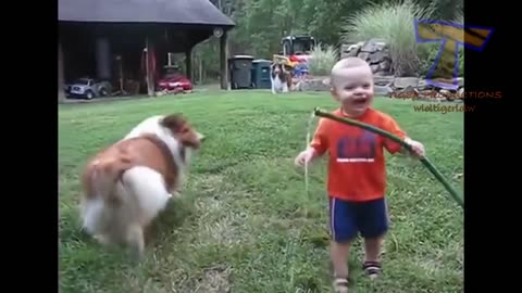 Cute Babies and Dog