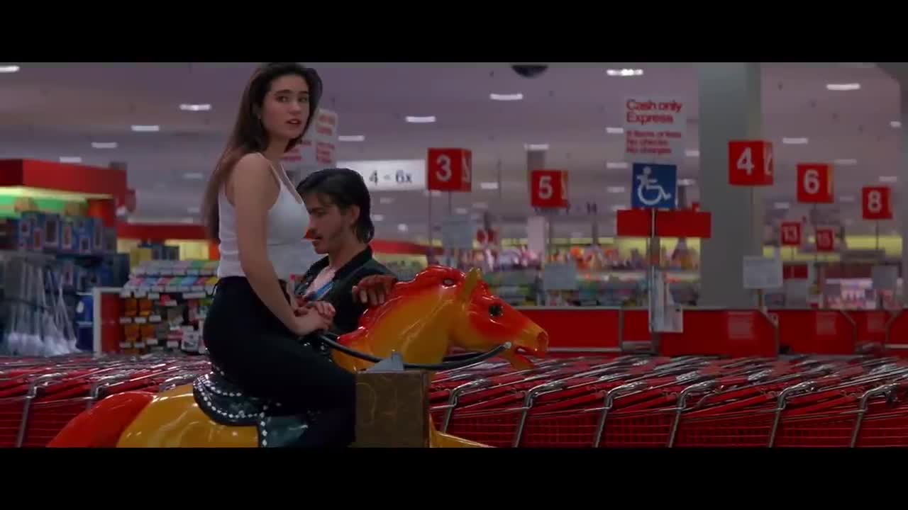 Jennifer Connelly Hot Riding Skills | CAREER OPPORTUNITIES Clip - ''Two Robbers'' (1991)