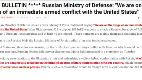 ALERT! Russian MOD Says Russia on Verge of IMMEDIATE ARMED CONFLICT With USA!