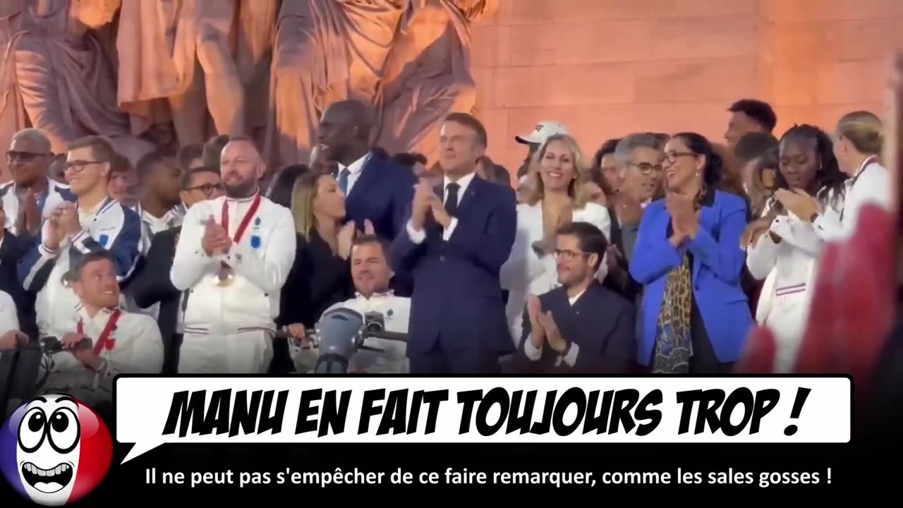 Macron fait son MARIOLLE durant la parade des athlètes, mais ça ne va pas durer...